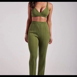 Jillian Bralette and Deanna Wide Leg Pants in Olive